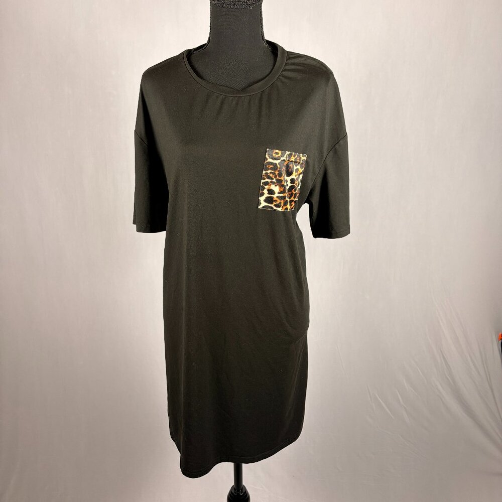 T-shirt Dress with Cheetah Pocket | XL | Comfy + Stretchy